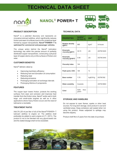 Miniatura 2 de Nano aditivo de aceite - Lubricante de alto rendimiento para automóviles y motores marinos - Fabricado en Finlandia - Reduce el consumo