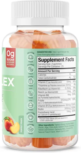 Miniatura 2 de SUKU - Gomitas de complejo de vitamina B con vitamina C – Suplemento de gomitas de complejo vegano de 8 vitaminas B sin azúcar aumenta el desarrollo
