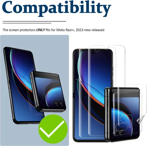 Miniatura 2 de Miimall - Protector de pantalla transparente HD para Motorola Razr+, 2 + 2 unidades, 2 unidades, parte delantera + interior, sin burbujas, cobertura