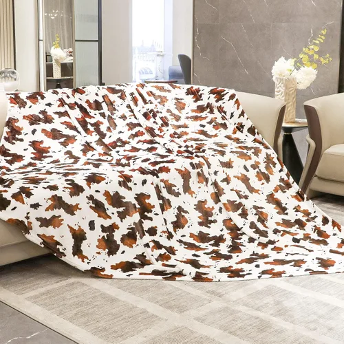 Miniatura 29 de HSEEC Manta de felpa azul con estampado de vaca, manta pequeña de franela de forro polar suave para sofá, 40 x 50 pulgadas