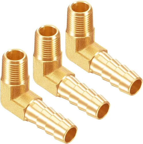 Miniatura 7 de Uenede 3 unids latón 1/2 "NPT macho a 5/8" Barb 90 grados codo rosca manguera manguera accesorios de púas para agua/aceite/gas