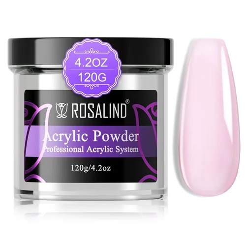 ROSALIND Polvo acrílico rosa suave – 4.23 onzas / 4.23 oz polvo acrílico para extensión de uñas acrílicas, polvo acrílico de polímero profesional
