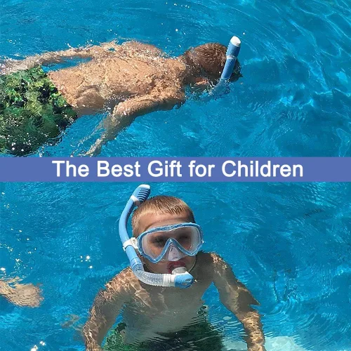 Miniatura 7 de WACOOL Snorkel, buceo, buceo, paquete de equipo para niños y jóvenes, vidrio recubierto antivaho con válvula de purga de silicona y antisalpicaduras