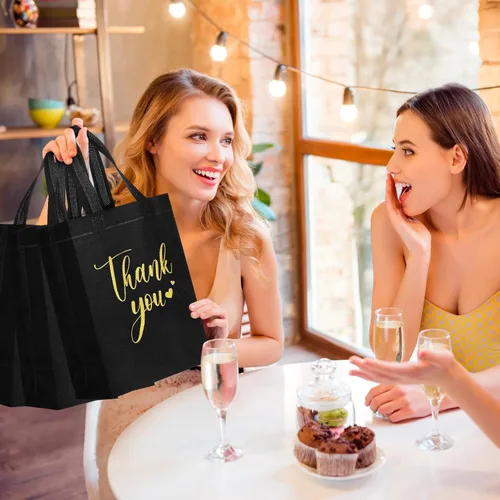 Miniatura 5 de Sweetude 30 Bolsas de Regalo de Agradecimiento con Asas al Por Mayor Reutilizables Bolsa de Dulces No Tejida Plegable Bolso de Mano para Regalos