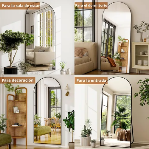 Miniatura 9 de GLSLAND - Espejo de pared con forma de arco de 34 x 76 pulgadas, espejo de cuerpo completo con marco de aleación de aluminio de alta definición