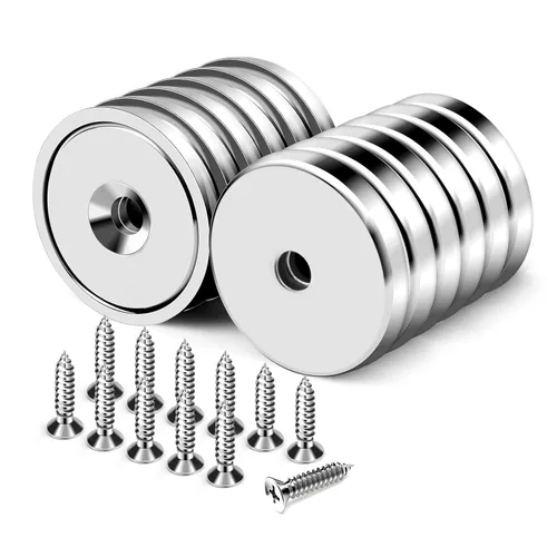 Miniatura 8 de Imanes de taza con agujero avellanado, imán con tornillo, imanes con base redonda con fuerza de sujeción industrial, 60 libras de fuerza