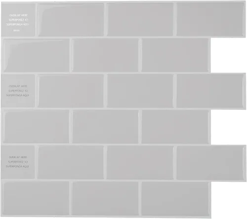 Miniatura 12 de SMART TILES Protector contra salpicaduras para despegar y pegar, 10 hojas de 10.95 x 9.70 pulgadas, adhesivo 3D para cocina, baño, azulejos de Metro