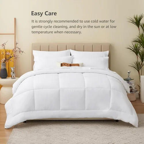 Miniatura 4 de CozyLux Juego de edredón de tamaño King blanco, 7 piezas de cama en una bolsa, edredón blanco tamaño King, juegos de ropa de cama para todas