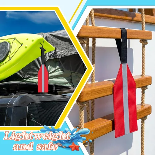 Miniatura 2 de Frienda Bandera de viaje de seguridad de 2 piezas para kayak, canoa, bandera de advertencia con cincha para kayak, SUP, remolque, canoas, camión