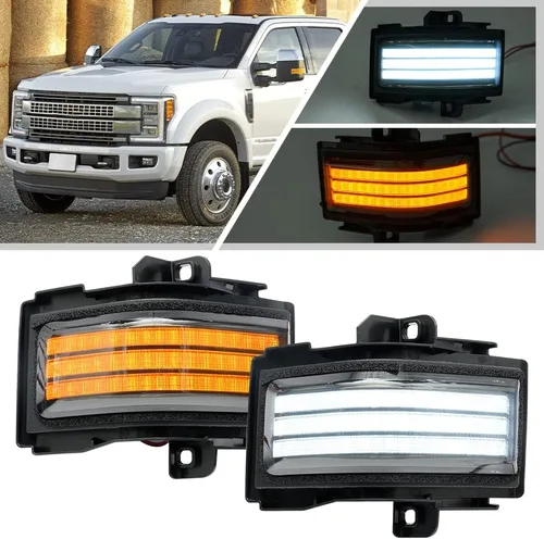 Switchback - Luces LED para espejo lateral para Ford F150 F250 F350 F450 F550 Super Duty con lente ahumada, luces direccionales secuenciales, luces