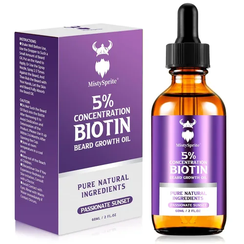 Aceite para el Crecimiento de la Barba - Concentración de Biotina al 5% para Barba para Hombres (2 oz) - Natural para Hombres con Aceite de Argán,
