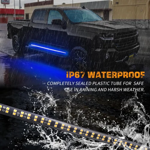 Miniatura 3 de XRIDONSEN 2 piezas de 70 pulgadas de luces de emergencia azules para camiones, tira de luces de estribo de 864 LED, luces parpadeantes