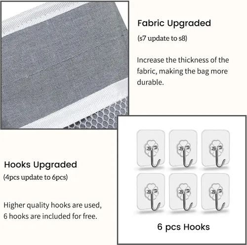 Miniatura 4 de Kanrichu 2 cestas colgantes para organizar, cesta de almacenamiento de pared de tela, organizador de pared para armario, cocina, dormitorio, Gris