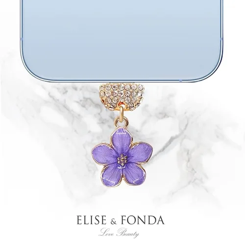 Miniatura 4 de ELISE & FONDA CP544 Puerto de carga USB de cristal anti polvo Plug Little Flower Bauhinia colgante de teléfono para iPhone 13/12/11/XS MAX/XR/X/8