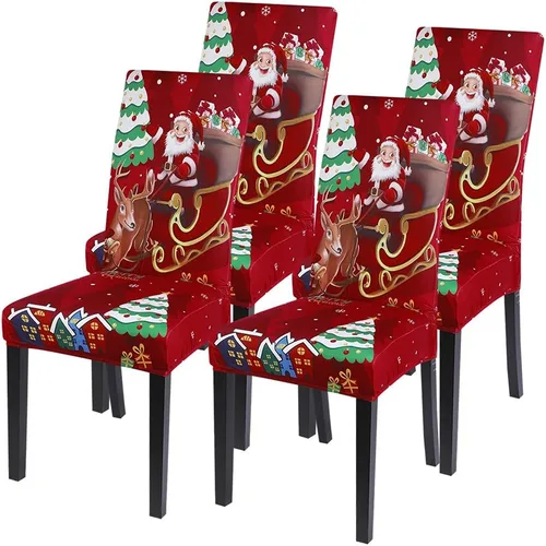 Miniatura 66 de SearchI Juego de 4 fundas para sillas de comedor, elásticas con estampado floral, fundas deslizables para sillas Parsons de spandex, removibles
