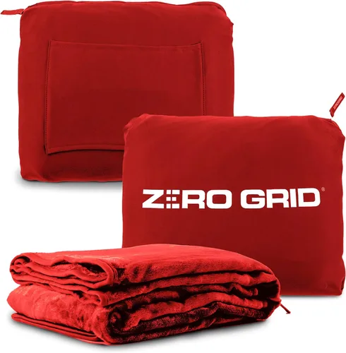 Miniatura 11 de Zero Grid Manta de viaje ligera – Manta de avión compacta de primera calidad con broches para el cuello, bolsillos acogedores para los pies, bolsa