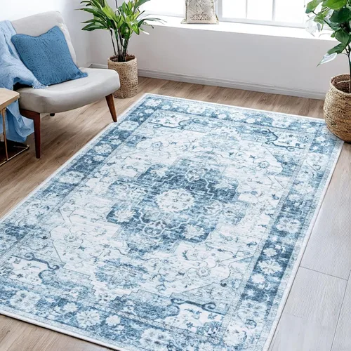 Miniatura 67 de Syalife 6x9 Alfombra Lavable para Área, Ultra Suave Antideslizante, Pila Baja, Alfombra Vintage Resistente a Manchas para Sala de Estar, Alfombra