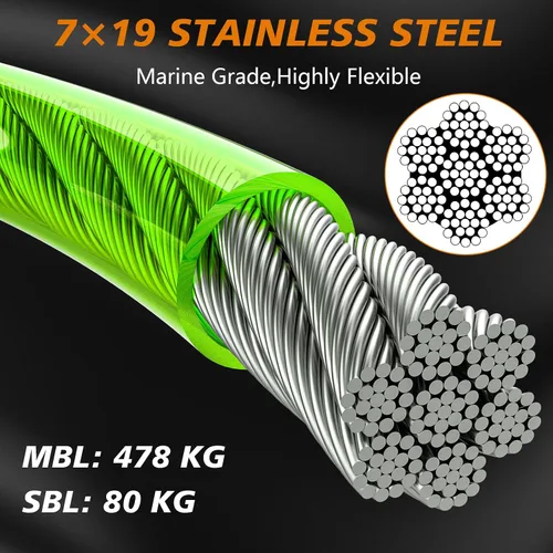 Miniatura 2 de XiaZ Cable de Amarre para Perros, Correas de Perro para Patio a Prueba de Masticación, Cable de Amarre Resistente para Perros Grandes de hasta 250