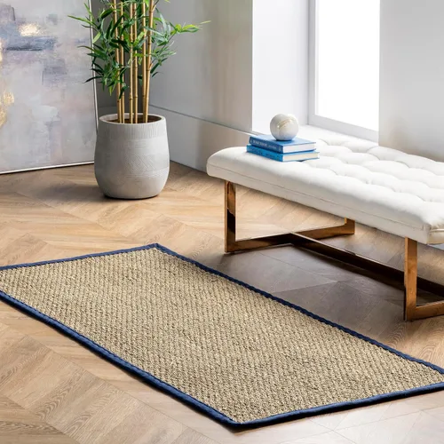 Miniatura 24 de nuLOOM Alfombra de Área Elijah Seagrass de 5 x 8 pies, Beige, Estilo Rústico Sólido, Borde de Algodón, Tejido de Cesta, Fibra Natural, Para Elijah
