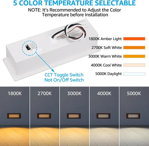 Miniatura 3 de LEONLITE Update 5CCT - Luces LED para escalones de 120-277 V, regulables 4.5 W 300 lúmenes, antirreflejos, luces LED para escalones de terraza