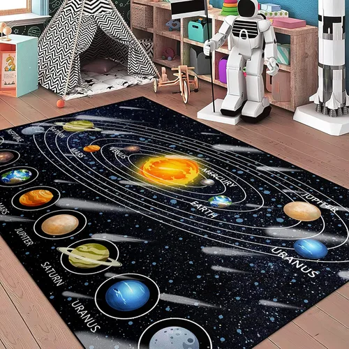 Miniatura 13 de Alfombras espaciales para dormitorio, alfombra Galaxy para habitación de niños, alfombras para sala de juegos, alfombra del sistema solar, 2 x 3 pies