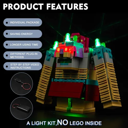 Miniatura 4 de BrickBling Kit de luces compatible con Lego Mine-Craft Legends The Devourer Showdown Adventure 21257, iluminación creativa compatible con Lego