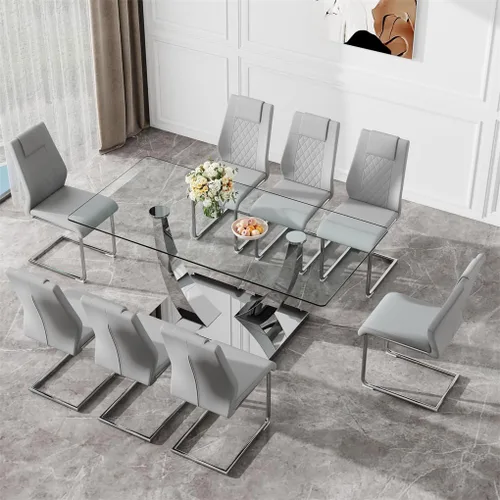 Miniatura 68 de Mesa de comedor moderna para mesa de comedor de mármol sintético de 4/6, 63 pulgadas, mesa de cocina rectangular, mesa de cocina y comedor de fácil