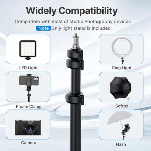 Miniatura 3 de Ulanzi TT43 Soporte de luz extensible para fotografía, trípode de aluminio ajustable de 6.23 pies, trípode de iluminación de estudio portátil
