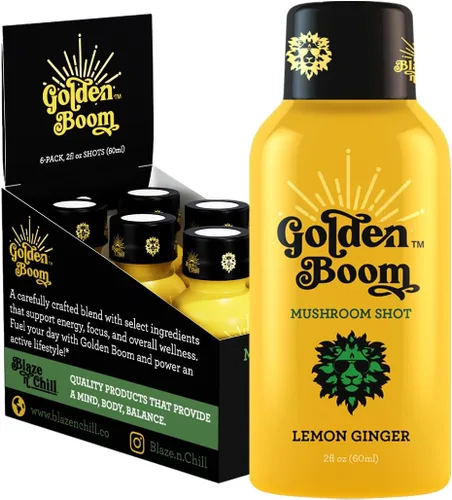 Blaze n Chill Golden Boom Energy & Focus Shot | Claridad mental y apoyo de rendimiento para el trabajo, estudio y entrenamiento | Bebida energética