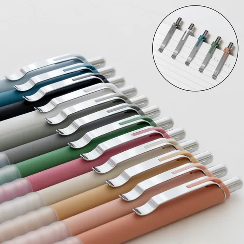 Miniatura 4 de Linbsunne - Bolígrafos de bola negros con punta media de 1 mm, bolígrafo retráctil con agarre súper suave para hombres y mujeres (plata - 12 piezas)