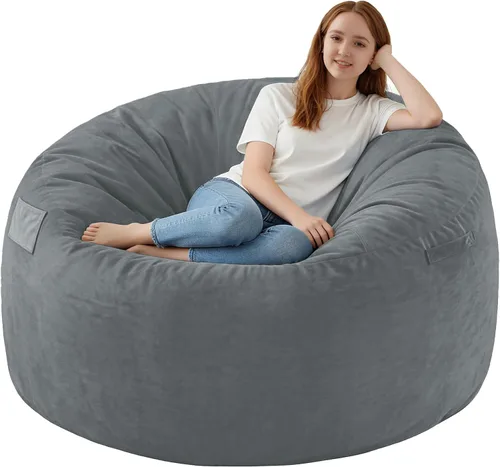 Miniatura 84 de Silla de Puf de 3 Pies, Sillas de Puf Cómodas con Relleno de Espuma Viscoelástica, Sofá de Puf Esponjoso con Funda de Terciopelo Holandés, Sillas