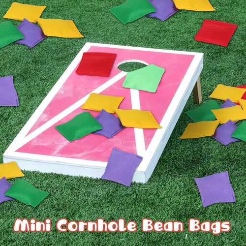 Miniatura 6 de Jerify 72 mini pufs para niños, a granel, mini bolsas de frijoles coloridos para lanzar niños, familia y adultos, juegos de patio al aire libre