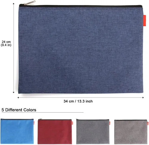 Miniatura 2 de Paquete de 5 bolsas de herramientas de lona con cremallera, 13.3 x 9.4 pulgadas, 14 onzas, resistente, impermeable, multiusos, para organizar