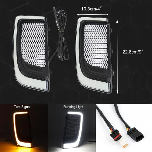 Miniatura 3 de Luces de ventilación Road Glide, intermitentes, circulación diurna, luces laterales para motocicletas 2015-2020 (negro)