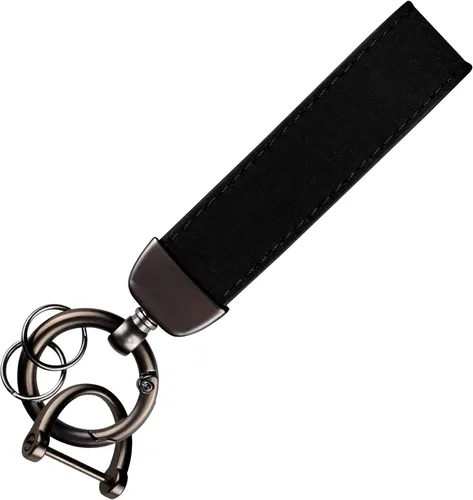 Fehlot Llavero de gamuza para automóvil, con anillo en D antipérdida, dos llaveros y destornillador, gira 360 grados, soporte para llaves de