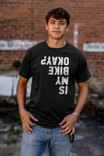 Miniatura 5 de Brisco Brands Camiseta gráfica de motociclista con texto en inglés "Is My Bike Okay" para hombre o mujer