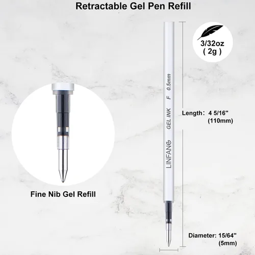 Miniatura 2 de Recargas de bolígrafos de gel rojo, paquete de 6 recargas de bolígrafo de gel retráctil, punta fina de 0.5 mm, escritura suave y secado rápido