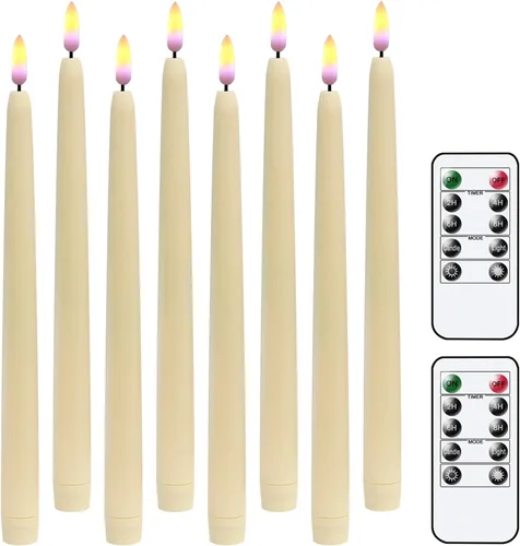 Miniatura 10 de Velas alargadas decorativas sin llama, con control remoto y temporizador