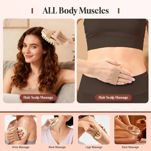 Miniatura 2 de 2 cepillos de masaje Meridian, herramientas de masaje de terapia de madera con aceite esencial, cepillo meridiano de mano para grasa del vientre