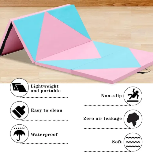 Miniatura 3 de Max4out 6/8/10' Foldable Gymnastics Gym with Carrying Handles, Exercise Aerobics Mat for Kids Adult,Tumbling Mat for Stretching Fitness Mat for Home