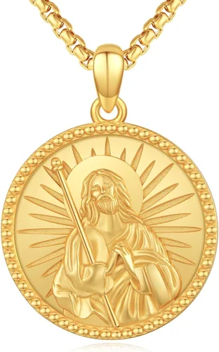 Miniatura 97 de Collar con colgante de plata de ley 925 con medalla de San Patrón, joyería religiosa para hombres y mujeres, con cadena de acero inoxidable 316L