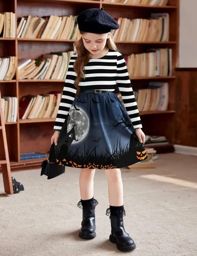Miniatura 4 de Arshiner Vestido de manga larga de color sólido casual con bolsillo para niñas pequeñas
