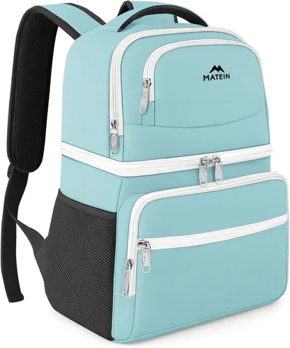 Miniatura 9 de MATEIN Mochila enfriadora, 26 latas, mochila térmica de almuerzo para hombres y mujeres, a prueba de fugas, de doble capa, mochila de almuerzo Gris