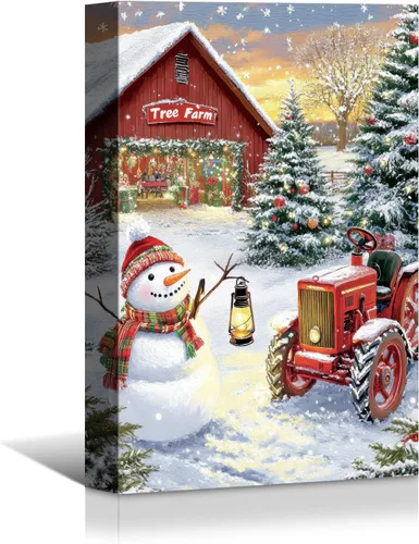 Miniatura 47 de Denozer - Arte de pared de muñeco de nieve de Navidad, impresiones artísticas sobre lienzo para dormitorio, sala de estar, decoración de pared