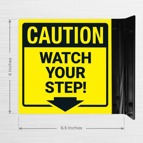 Miniatura 6 de Watch Your Step Projecting Letrero de doble cara, 6 x 6 pulgadas, ACM, con accesorio negro satinado, fabricado en Estados Unidos