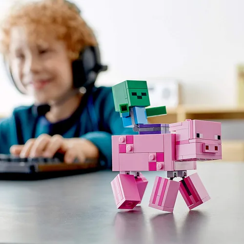 Miniatura 3 de LEGO Minecraft Pig BigFig and Baby Zombie Character 21157 - Figura de animal de juguete para niños para niños (159 piezas)