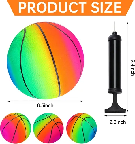 Miniatura 2 de Visen 4 bolas de arco iris para niños y adultos con 1 bomba de mano, bolas de goma coloridas de 8.5 pulgadas, pelotas inflables de varios