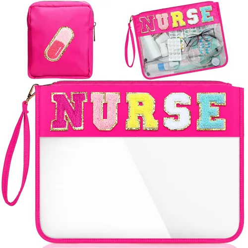 Miniatura 19 de Hillban Juego de 2 bolsas de bebé de chenilla, bolsas de letras de chenilla, bolsa de maquillaje, bolsa de viaje para bebé, impermeable, portátil