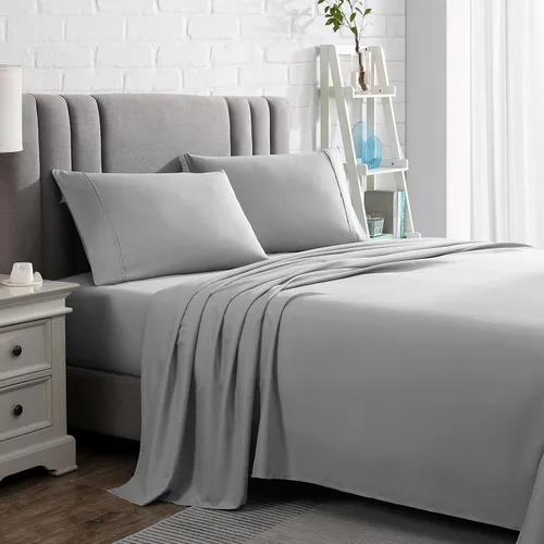 Miniatura 23 de American Home Collection Juego de sábanas tamaño King, bolsillo profundo de 16 pulgadas, sábanas de microfibra ultra suave, transpirables, Gris