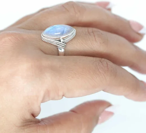 Miniatura 2 de JEWELOPORIUM Anillo hecho a mano de plata de ley 925 para mujer 8x16 Marquoise Gemstone Fashion Jewelry para regalo (99093_R)